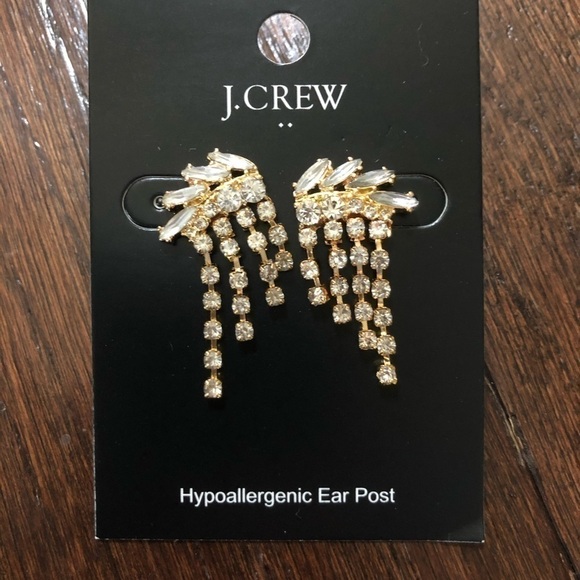 J.Crew-Crystal waterfall dangle earrings-NWT - Picture 2 of 6